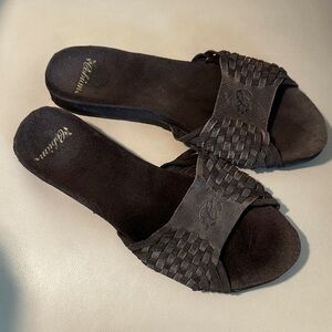 Cobian Dark Brown Leather Woven Sandals